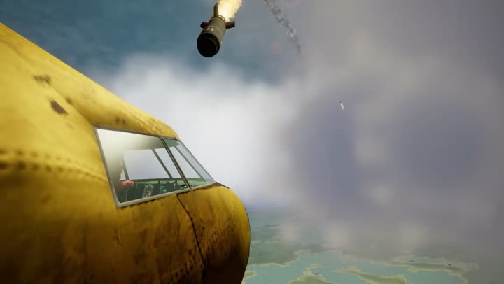 A missile flying at the plane